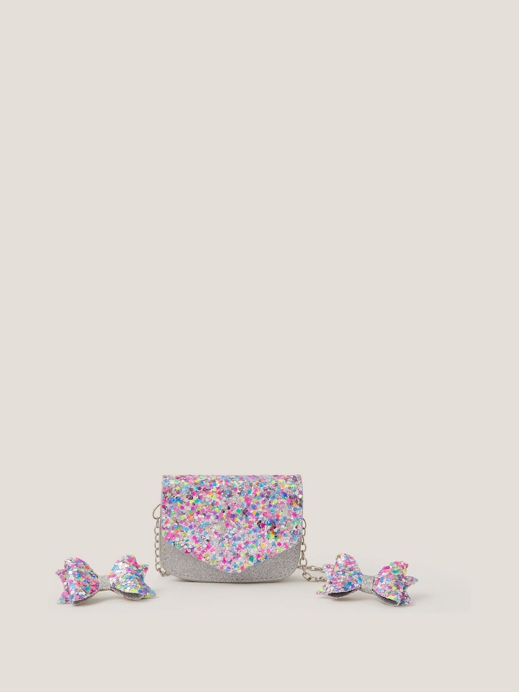 Monsoon Purple Confetti Glitter Bag & Hair Clips Set - Image 1 of 3