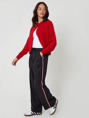 Schwarz - Threadbare Pleated Side Stripe Wide Leg Trousers - Bild 1 von 4