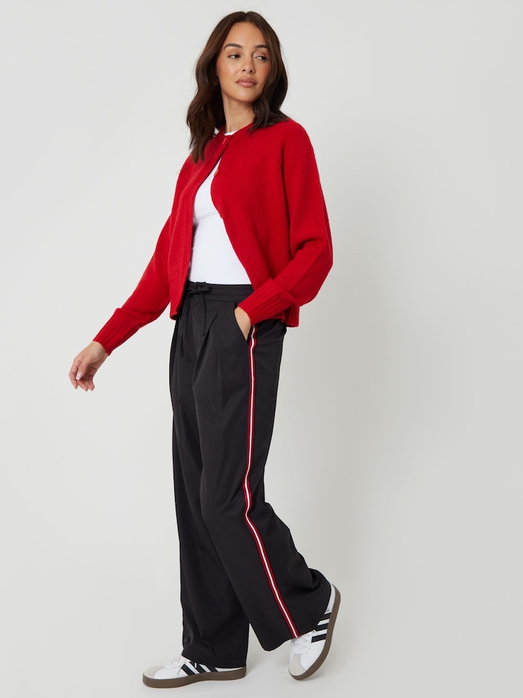 Schwarz - Threadbare Pleated Side Stripe Wide Leg Trousers - Bild 1 von 4