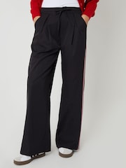 Schwarz - Threadbare Pleated Side Stripe Wide Leg Trousers - Bild 3 von 4