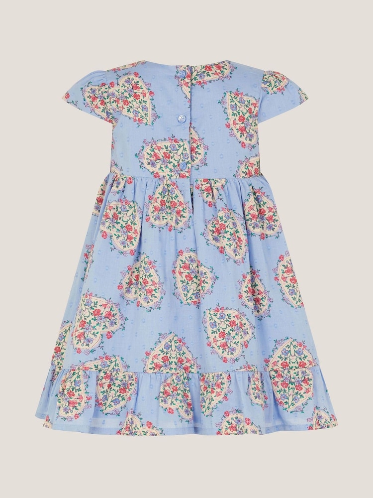 فستان مزيّن بطبعة قلوب مع حواف مطرّزة للبيبي من Monsoon - صورة 2 من 3