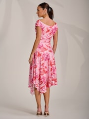 Jolie Moi epäsymmetrinen kuviollinen pitsimekko drapeerauksella - Kuva 2 / 7