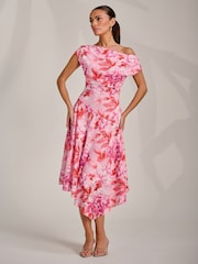 Jolie Moi epäsymmetrinen kuviollinen pitsimekko drapeerauksella - Kuva 3 / 7