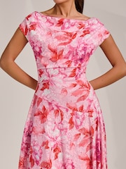 Jolie Moi epäsymmetrinen kuviollinen pitsimekko drapeerauksella - Kuva 5 / 7