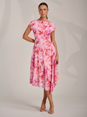 Jolie Moi epäsymmetrinen kuviollinen pitsimekko drapeerauksella - Kuva 6 / 7