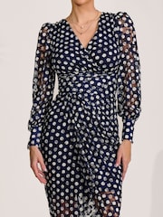 Jolie Moi Lace Long Sleeve Ruched Bodycon Dress - Image 4 of 7