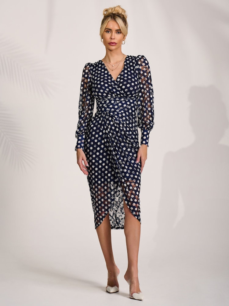 Jolie Moi Lace Long Sleeve Ruched Bodycon Dress - Image 7 of 7