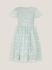 Monsoon Green Carly Sparkle Scallop Ruffle Party Dress - Image 2 of 4