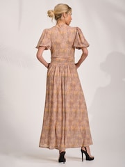 Jolie Moi Animal Puff Sleeve Printed Mesh Maxi Dress - Image 2 of 6