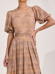 Jolie Moi Animal Puff Sleeve Printed Mesh Maxi Dress - Image 3 of 6