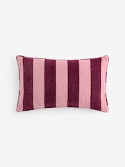 Pink 50 x 30cm Chenille Stripe Cushion - Image 4 of 4