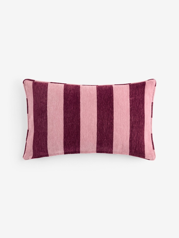 Pink 50 x 30cm Chenille Stripe Cushion - Image 4 of 4 Pink 50 x 30cm Chenille Stripe Cushion - Image 4 of 4