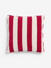 Red 50 x 50cm Chenille Stripe Cushion - Image 4 of 5