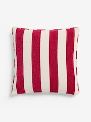 Red 50 x 50cm Chenille Stripe Cushion - Image 5 of 5