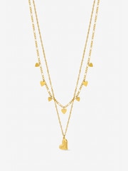 Jon Richard Gold Tone Waterproof Heart Double Row Necklace - Image 1 of 3