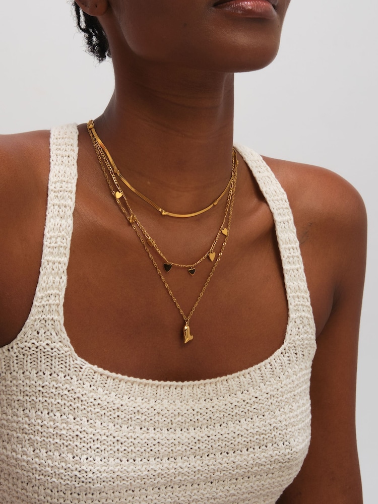 Jon Richard Gold Tone Waterproof Heart Double Row Necklace - Image 2 of 3 Jon Richard Gold Tone Waterproof Heart Double Row Necklace - Image 2 of 3