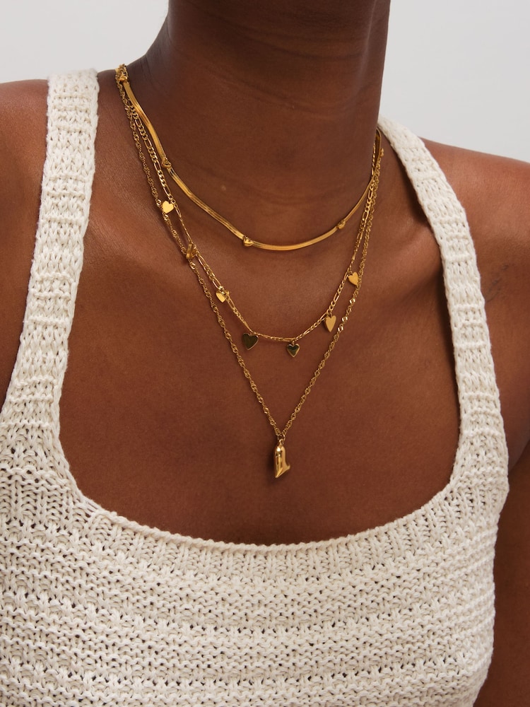 Jon Richard Gold Tone Waterproof Heart Double Row Necklace - Image 3 of 3 Jon Richard Gold Tone Waterproof Heart Double Row Necklace - Image 3 of 3