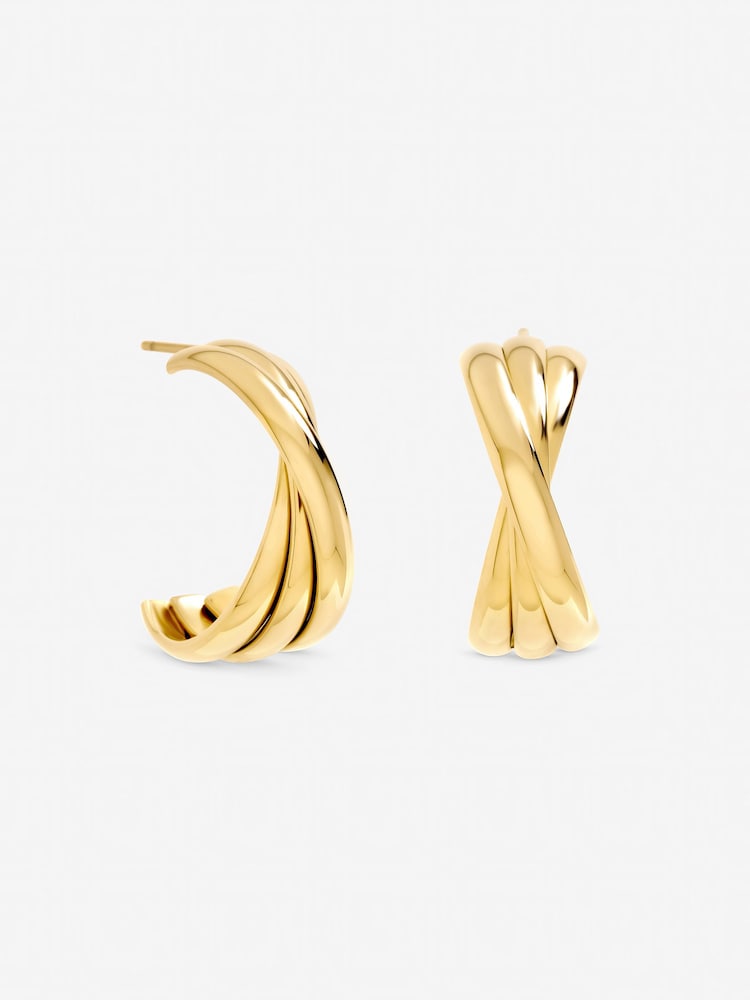 Jon Richard Gold Tone Waterproof Interlock Hoop Earrings - Image 1 of 3