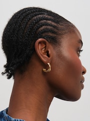Jon Richard Gold Tone Waterproof Interlock Hoop Earrings - Image 2 of 3