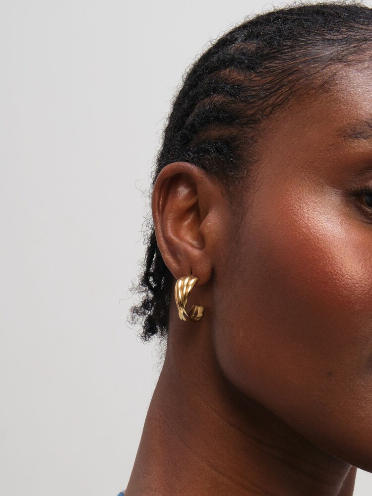 Jon Richard Gold Tone Waterproof Interlock Hoop Earrings - Image 3 of 3