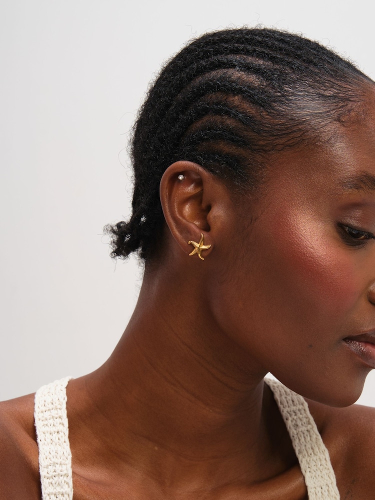 Jon Richard Gold Tone Waterproof Coastal Starfish Earrings - Image 2 of 3 Jon Richard Gold Tone Waterproof Coastal Starfish Earrings - Image 2 of 3