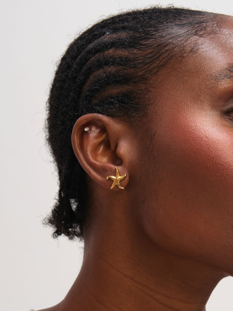 Jon Richard Gold Tone Waterproof Coastal Starfish Earrings - Image 3 of 3 Jon Richard Gold Tone Waterproof Coastal Starfish Earrings - Image 3 of 3