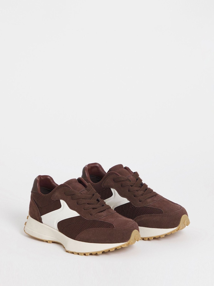 Dunkelbraun - Simply Be Retro-Läufer-Turnschuhe - Bild 2 von 4