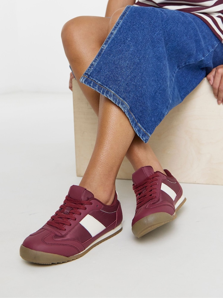 Simply Be Purple Wide Fit Classic Retro Trainers - Image 1 of 4