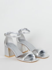 Simply Be Silver Extra Wide Fit Barely There Heeled Sandals - Image 2 of 4