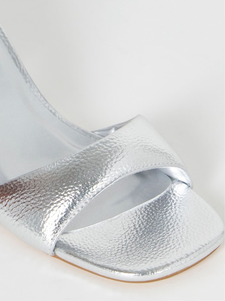 Simply Be Silver Extra Wide Fit Barely There Heeled Sandals - Image 4 of 4 Simply Be Silver Extra Wide Fit Barely There Heeled Sandals - Image 4 of 4