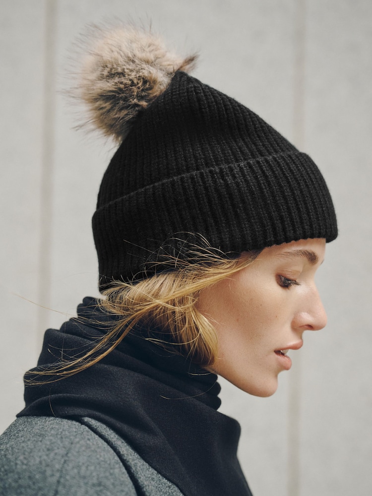 Black N. Premium Cashmere Knitted Pom Hat - Image 2 of 3