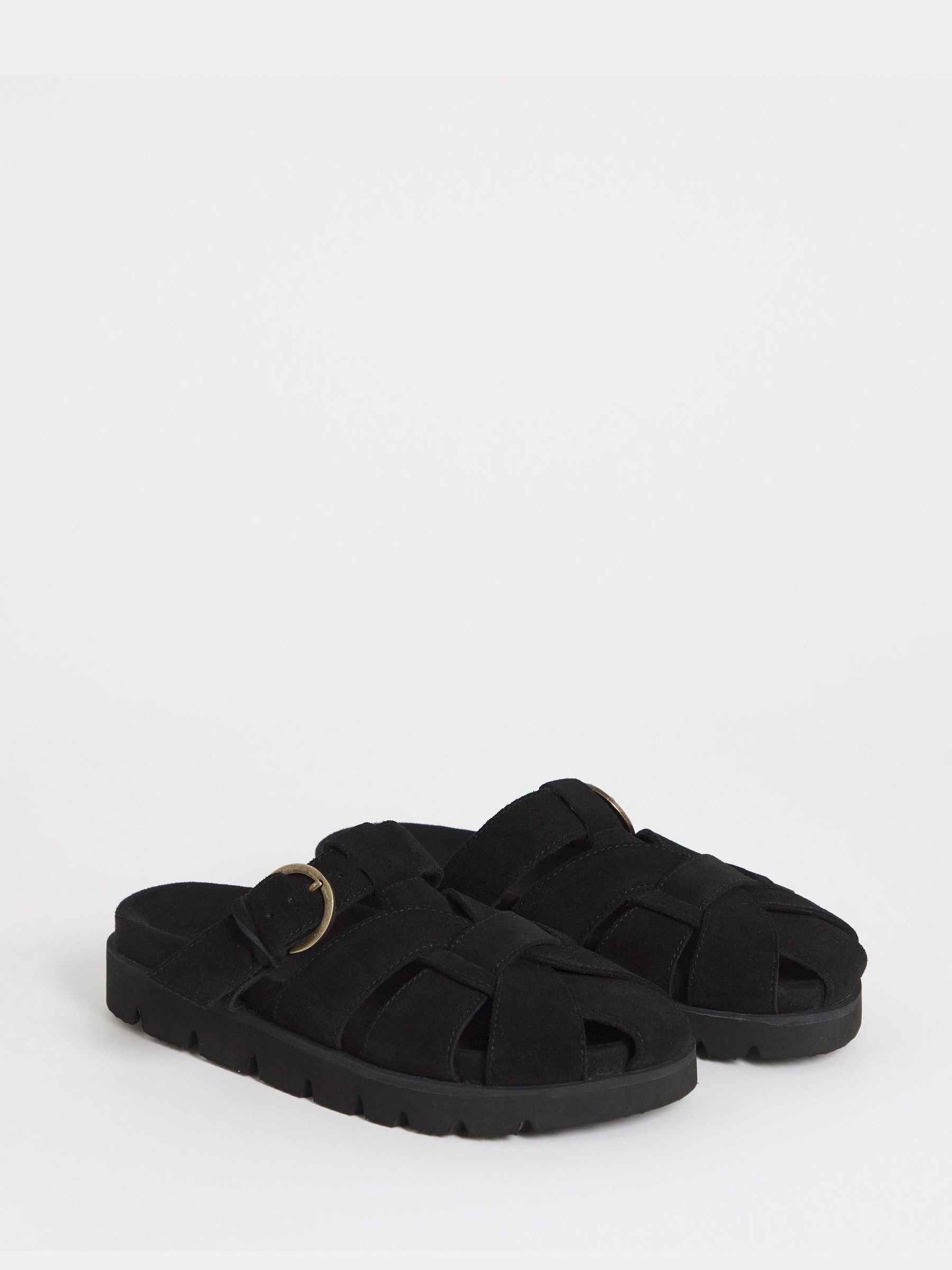 Buy Simply Be Black Suede Extra Wide Fit Woven Closed Toe Mules