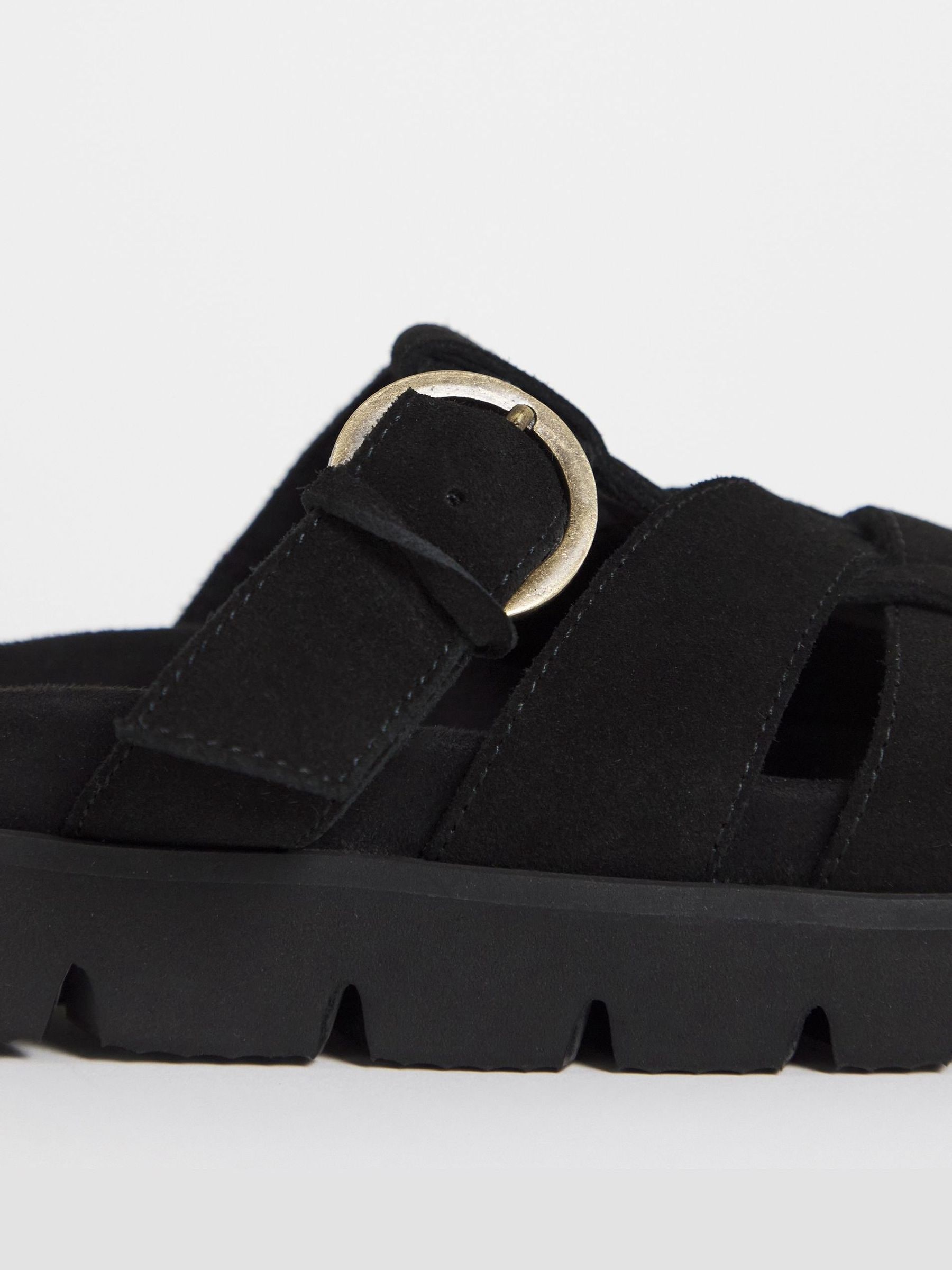 Buy Simply Be Black Suede Extra Wide Fit Woven Closed Toe Mules