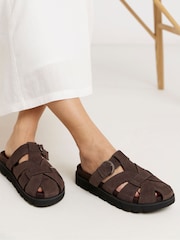 Simply Be Dark Brown Woven Closed Toe Mules - Image 1 of 4