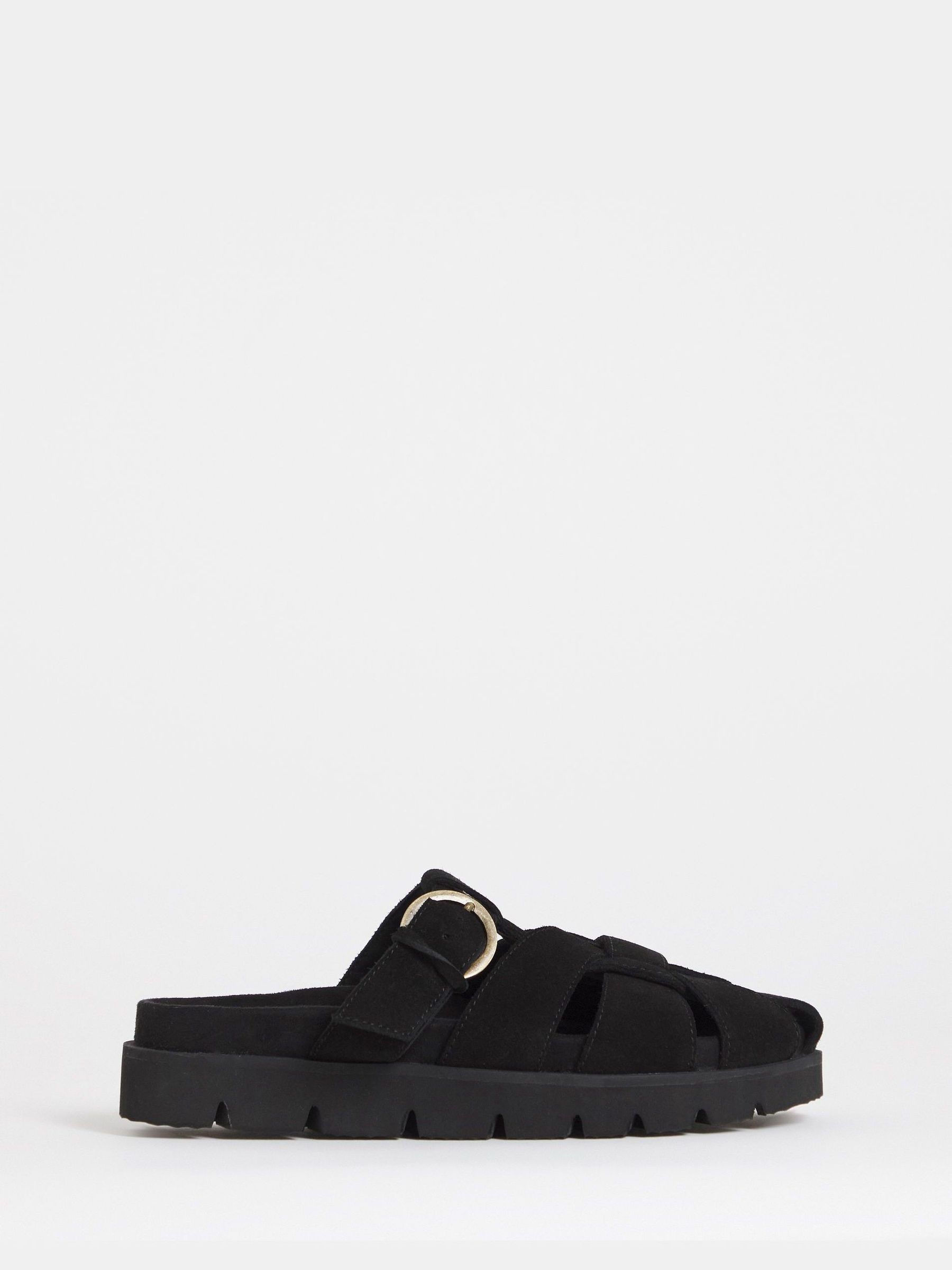 Buy Simply Be Black Suede Wide Fit Woven Closed Toe Mules from the