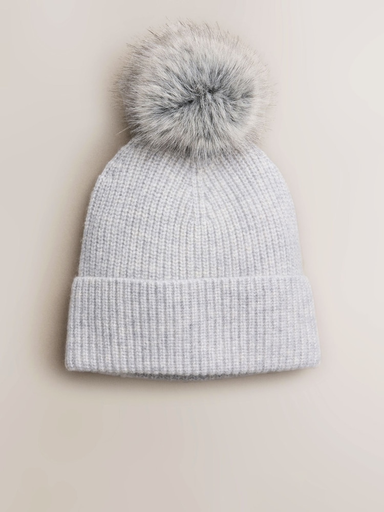 Grey N. Premium Cashmere Knitted Pom Hat - Image 1 of 3