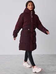 Baker by Ted Baker Burgundy Red Waterproof Longline Padded Coat - Image 2 of 7