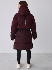 Baker by Ted Baker Burgundy Red Waterproof Longline Padded Coat - Image 3 of 7