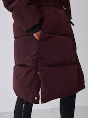 Baker by Ted Baker Burgundy Red Waterproof Longline Padded Coat - Image 6 of 7
