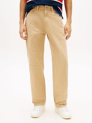 Tommy Jeans Gold Jaimie Textured Relaxed Canvas Trousers - Image 1 of 5