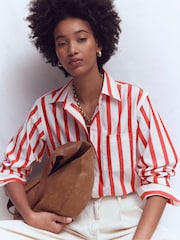Boden Red Sadie Relaxed Cotton Shirt - Image 1 of 5