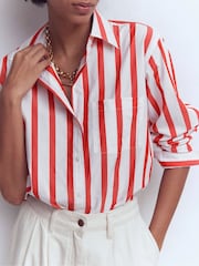 Boden Red Sadie Relaxed Cotton Shirt - Image 2 of 5
