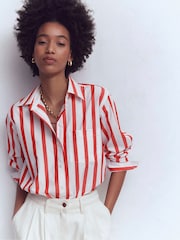 Boden Red Sadie Relaxed Cotton Shirt - Image 4 of 5
