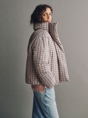 Pink Check Short Padded Jacket - Image 1 of 6