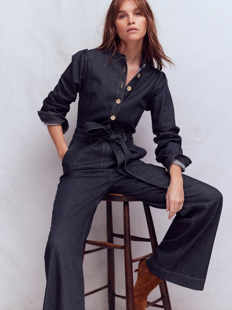 Boden Blue Bootcut Button Denim Jumpsuit - Image 1 of 5 Boden Blue Bootcut Button Denim Jumpsuit - Image 1 of 5