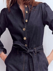 Boden Blue Bootcut Button Denim Jumpsuit - Image 2 of 5
