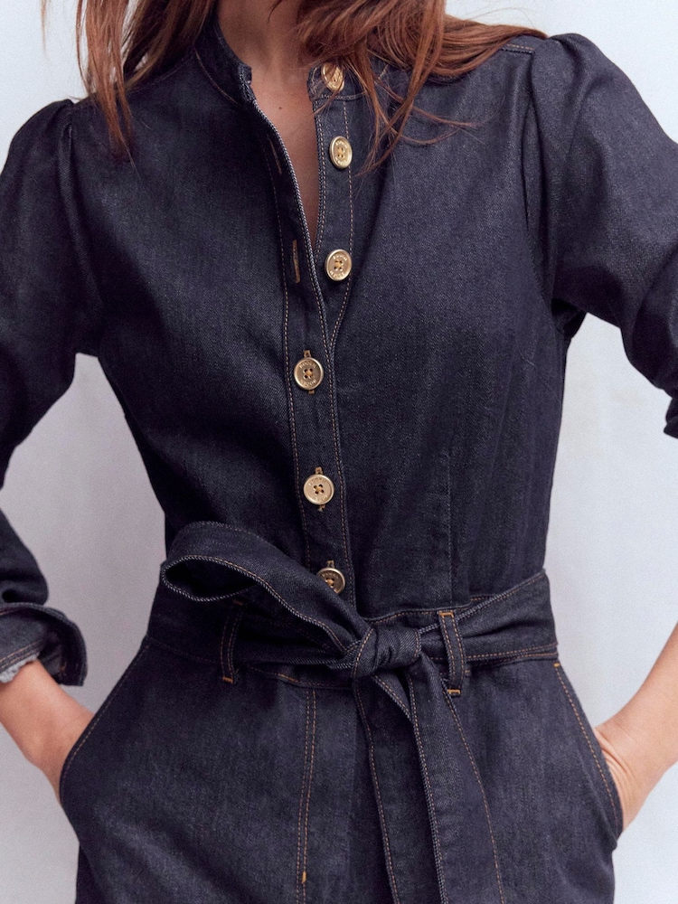 Boden Blue Bootcut Button Denim Jumpsuit - Image 2 of 5 Boden Blue Bootcut Button Denim Jumpsuit - Image 2 of 5