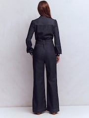 Boden Blue Bootcut Button Denim Jumpsuit - Image 3 of 5