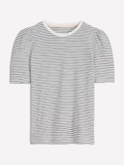 Boden Cream Pleat Sleeve Slub T-Shirt - Image 6 of 6