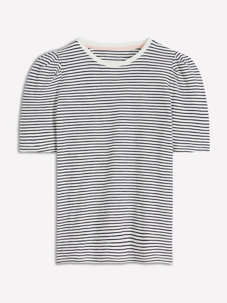 Boden Cream Pleat Sleeve Slub T-Shirt - Image 6 of 6